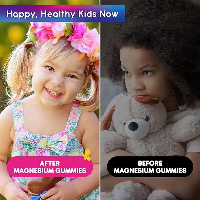 Magnesium Gummies for Kids - Magnesium Glycinate, L-Threonate Gummies with L-Theanine, Chamomile, Licorice, Vitamin B6, D for Kids & Adults Sleep, Stress, Muscle Relief & Nerve Bone - Sugar Free 60ct