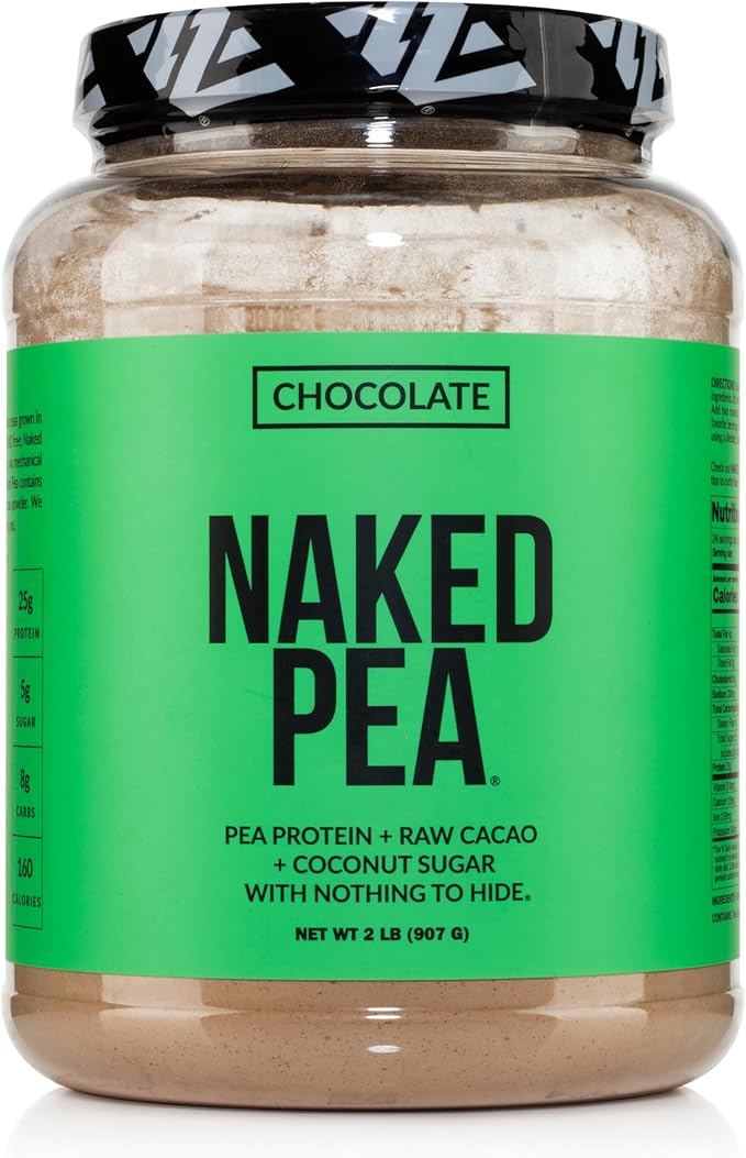 NAKED Chocolate Pea Protein Isolate from North American Farms, Only 3 Ingredients, Chocolate Vegan Protein, Gluten-Free, Soy Free, GMO Free - 2LB