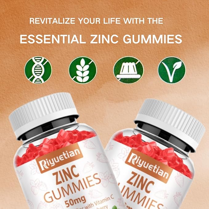 Zinc Gummies - 50mg High Potency Zinc with Vitamin C + Vitamin D3 + Elderberry - Immune Health Support - Vegan, Non-GMO and Gluten Free - 60 Gummies