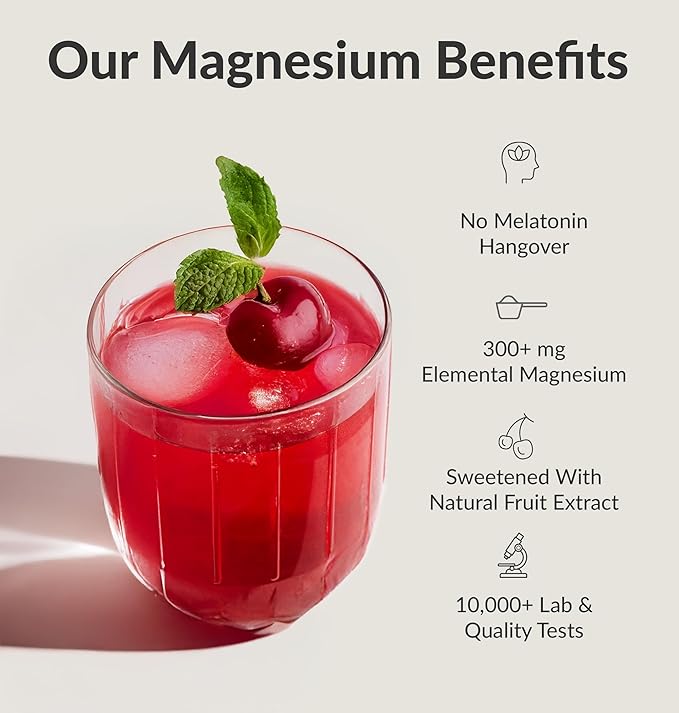 BIOptimizers Magnesium Breakthrough Drink - 8 Forms of Magnesium, Electrolytes, Sleep Health, Stress, Muscle Recovery, Heart Support | Glycinate, Citrate, Malate- Tart Cherry