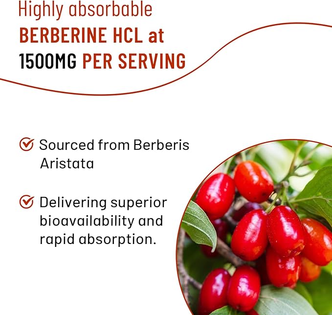 Berberine Gummies, Berberine HCL with Ceylon Cinnamons, Magnesium Citrate, Milk Thistle Supplement for Adult and Kids, Mixed Berry Flavored 120 Cts
