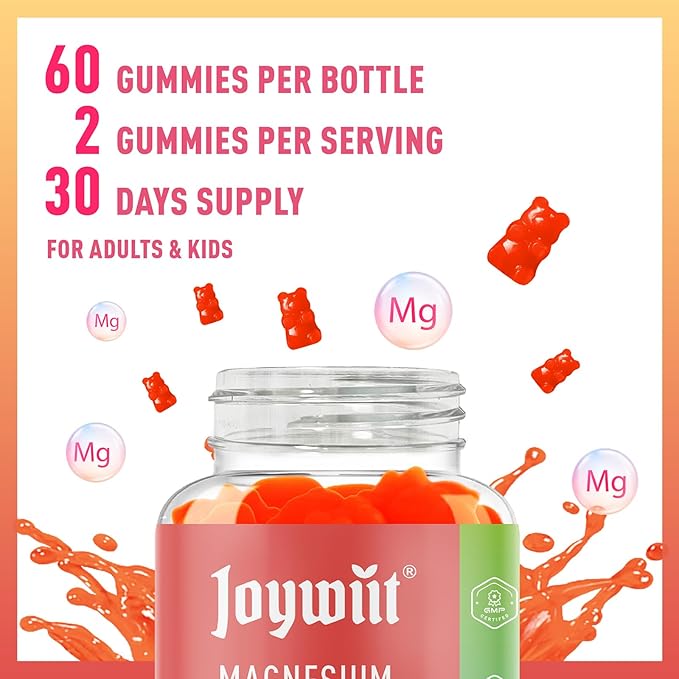 Magnesium Glycinate Gummies 500mg Magnesium Supplement Gummies, Threonate 200mg, Vitamin D,B6,B12,Calm Mood, Muscle Relief, Nerve Health, Bone Support- 60 Counts