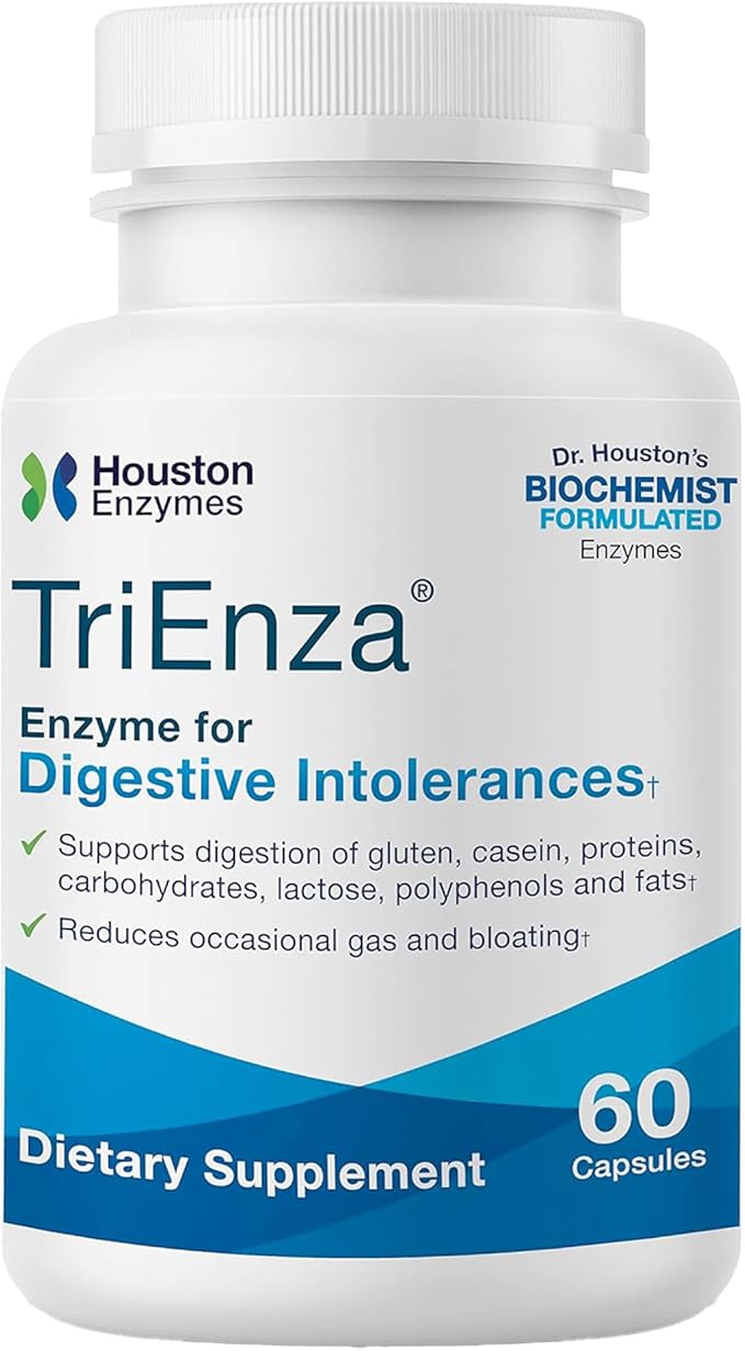 TriEnza - Digestive Enzyme Supplement for Gluten, Casein, Soy, Proteins, Carbohydrates, Fats & Polyphenols - Digestive Enzymes for Women & Men (60 Capsules)