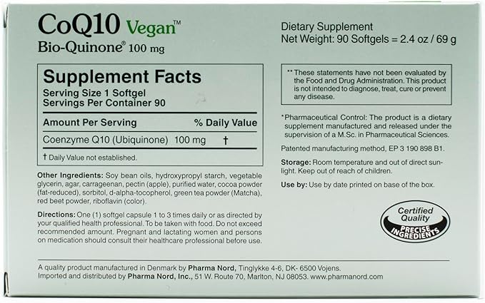 CoQ10 Vegan Bio-Quinone 100 mg, 90 Softgels | Premium Plant-Based Coenzyme Q10 Supplement with Non-GMO Ingredients for Optimal Health | High Absorption Formula for Heart Health and Energy Production
