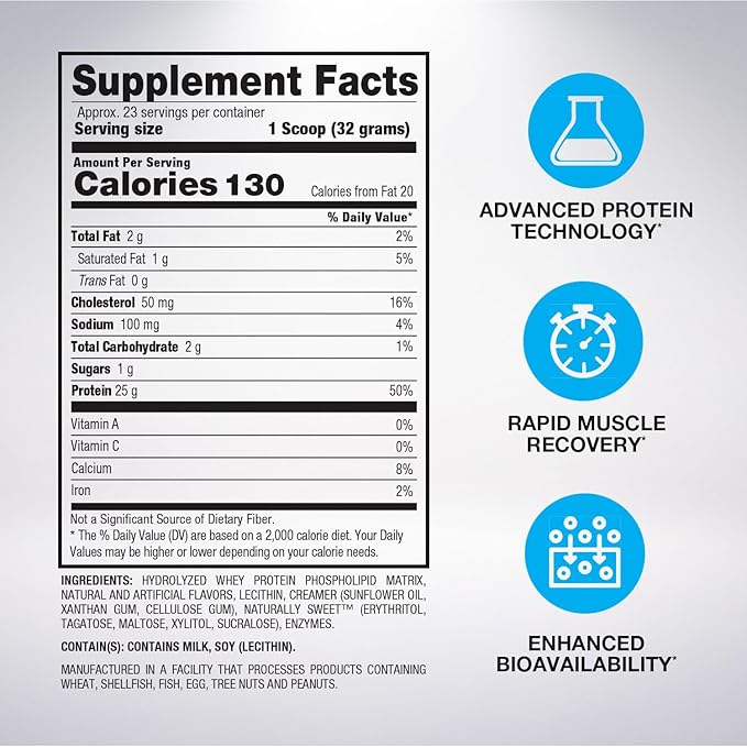 BPI Sports Hydro HD - 100% Hydrolyzed Whey Protein Powder - Muscle Growth, Recovery, 25g of Protein, Low Carb, Low Sugar, Fast Absorbing (23 Servings, Fruity Loopers)