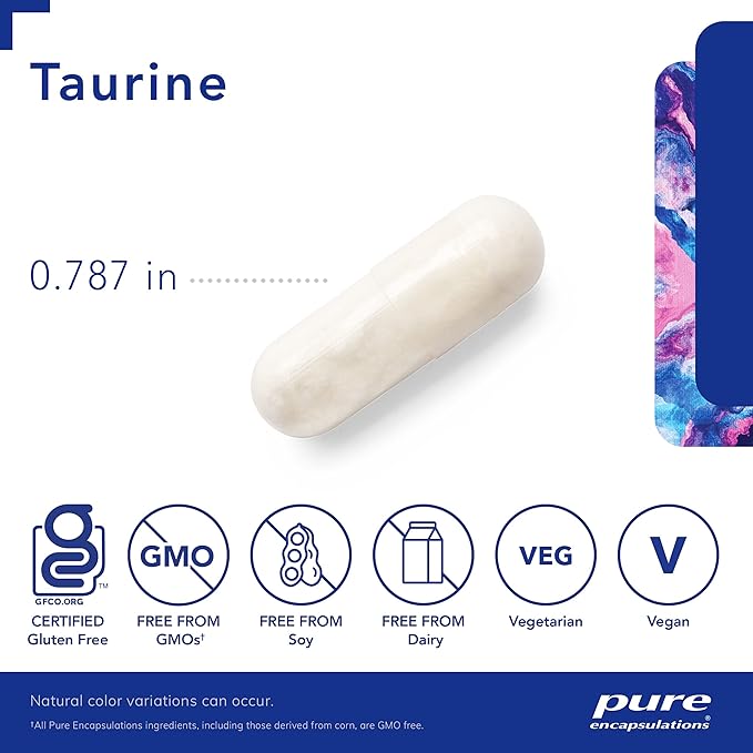 Pure Encapsulations Taurine 500 mg | Amino Acid Supplement for Liver, Eye Health, Antioxidants, Heart, Brain, and Muscles* | 60 Capsules