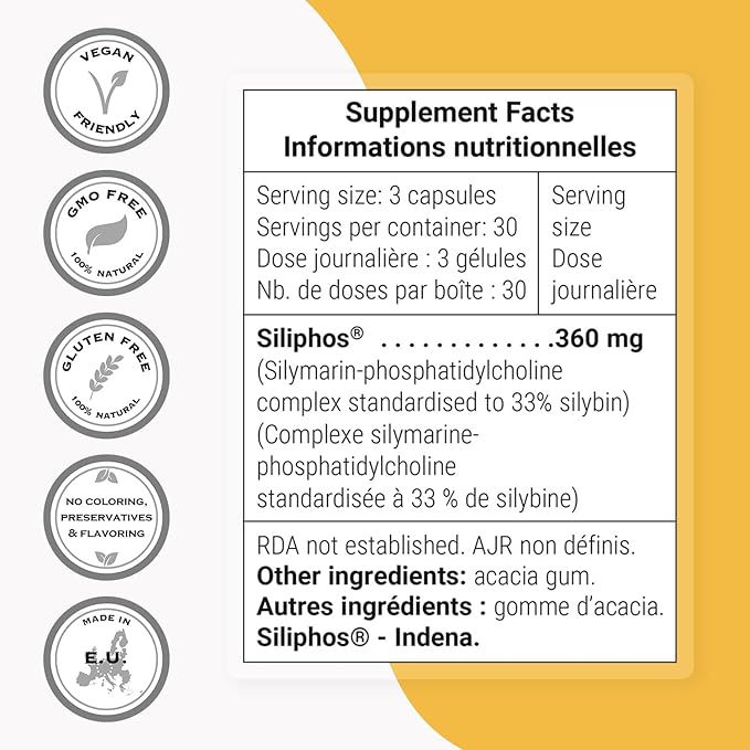Supersmart - Silyplus 360mg per Day (Patented) - with Silymarin Milk Thistle Supplement - Siliphos Phytosomes | Non-GMO & Gluten Free - 90 Vegetarian Capsules