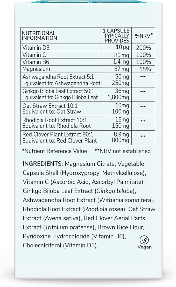Health & Her Perimenopause Mind+ Cognitive Function Support, for Early Stage of Menopause, Mental Energy, Supplements for Women with Vitamins, Gluten-Free, Non-GMO, Vegan (30 ct - 1 Month)