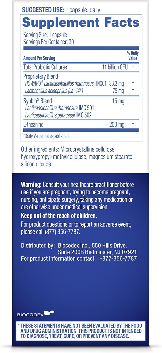 Florastor Her Digest and De-Stress Women's Probiotic and Stress Relief Supplement, Probiotics for Digestive Health, Vaginal Probiotics, and L-Theanine for Mind and Body Wellness, 30 Capsules