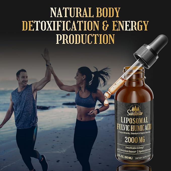 Trace Minerals Electrolytes Drops 2000 MG | Liquid Liposomal Fulvic Humic Acid Supplement | 72+ Trace Minerals | Hydration | Detoxification | Energy | pH Balance | Digestion | Immunity | 8 Oz