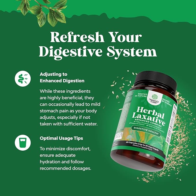 Herbal Laxative Capsules with Probiotics – Natural Laxative Pills to Cleanse Colon and Support Digestive System with Psyllium Husk Powder Senna Leaf Cascara Sagrada – Gentle Laxative for Women & Men