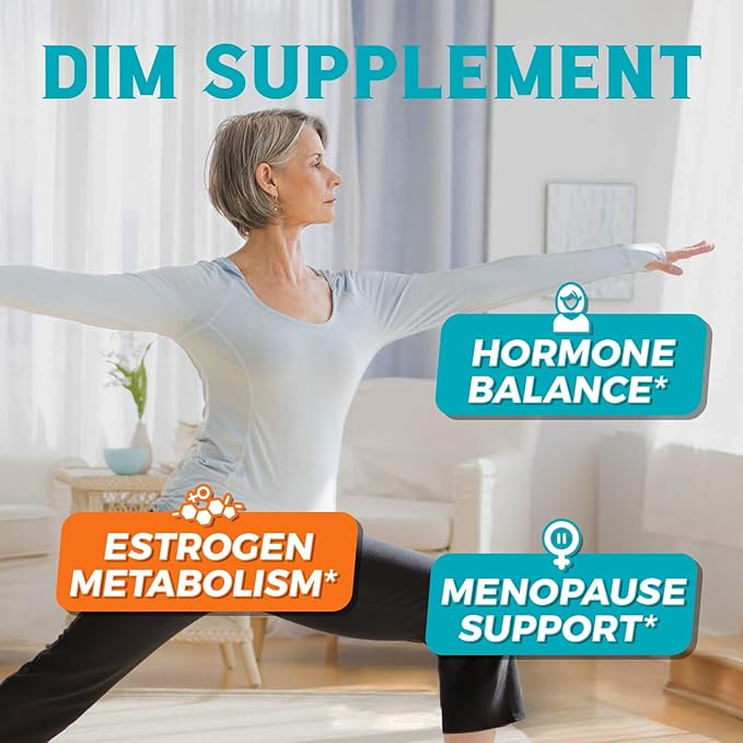 DIM Supplement for Women & Men, Estrogen Metabolism, Hormone Balance & Menopause Support, DIM 300 mg with Black Pepper Extract, High Absorption, 120 Capsules
