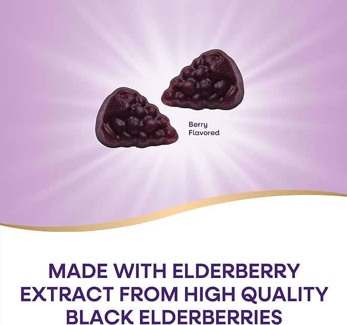 Nature's Way Sambucus Elderberry Immune Gummies for Kids, Immune Support Gummies*, with Black Elderberry Extract, Vitamin C and Zinc, 60 Gummies (Packaging May Vary)