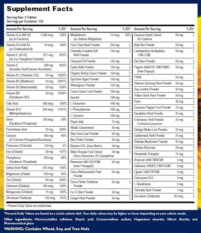 LifeSourceVitamins LifeSource Vitamins Whole Food Multivitamin & Minerals with 71 All Natural Ingredients, Probiotics, Digestive Enzymes, Chelated Minerals and Non-GMO, 360 Tablets