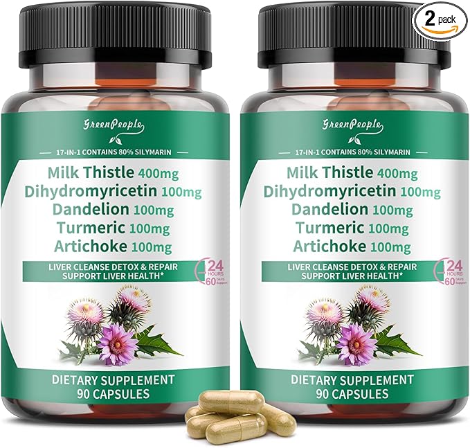 Liver Cleanse Detox & Repair - Strength Milk Thistle 30X Extract - Standardized and Concentrated 80% Silymarin w/Vitamin,95% curcuminoids & 17+Liver Health Nutrients to Revive & Thrive