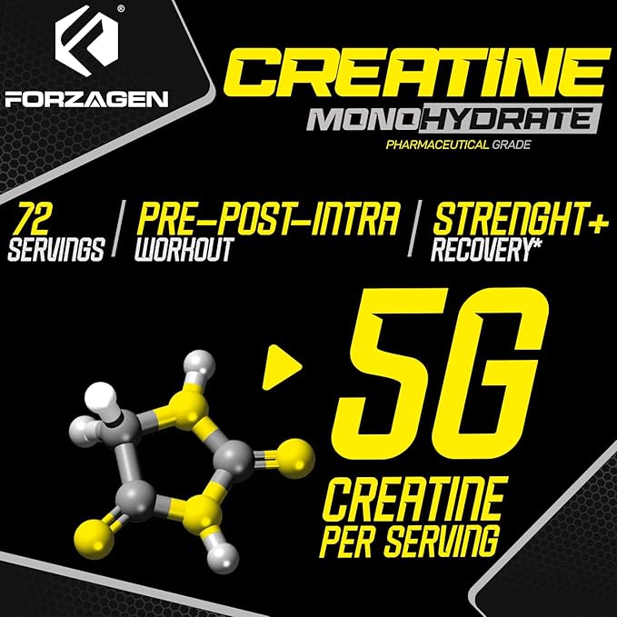 Forzagen Creatine Monohydrate Powder Unflavored, Micronized Creatine Powder for Muscle Gain for Men & Women, Creatina Monohidratada en Polvo, Creatina para Aumentar la Masa Muscular - 72 Servings
