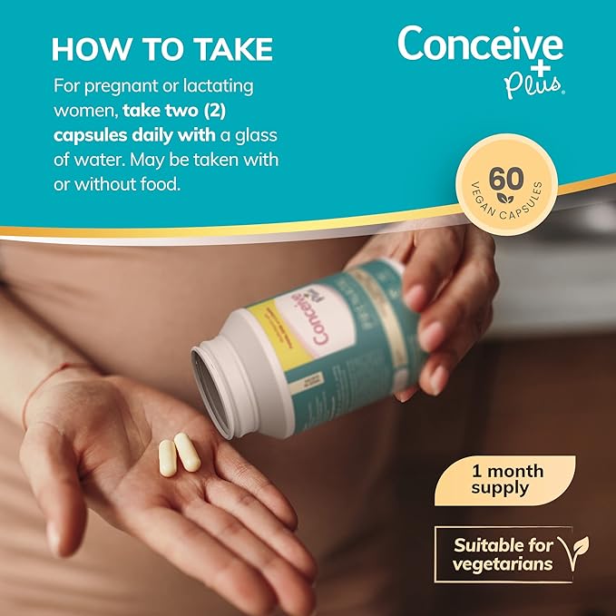 Conceive Plus Prenatal Vitamins for Women Supplement - Multivitamin With Folic Acid for Pregnancy Vegan, Choline, Iron - Pre Natal Vitamins DHA, Non GMO - Maternity Vitamin for Brain & Eye 60 Capsules