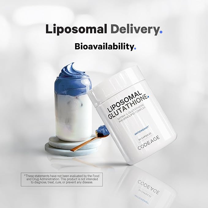 Codeage Liposomal Glutathione Supplement - Pure Reduced Setria L-Glutathione, Liposomal Delivery, Phospholipid Complex - Encapsulated Glutathione Powder Pills - Vegan, Non-GMO - 60 Capsules