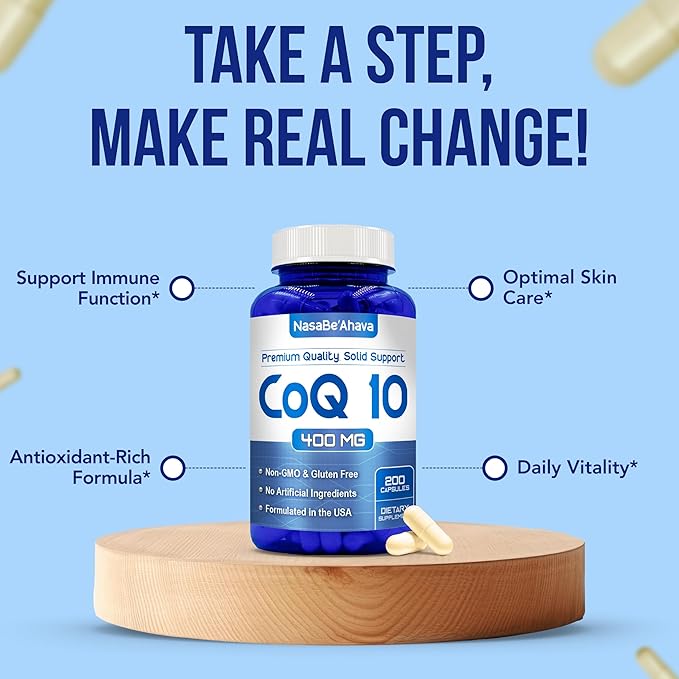 CoQ10 400mg Capsules | Vegan Friendly Coenzyme Q10 400mg per Serving from Easy Absorption Ubiquinone Supplement for Skin Heart and Energy Support | Made in the USA in cGMP Facilities (100 Servings)