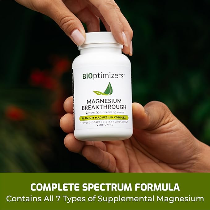 BIOptimizers Magnesium Breakthrough Supplement 4.0 - Has 7 Forms of Magnesium: Glycinate, Malate, Citrate, and More - Natural Sleep and Brain Supplement - 60 Capsules