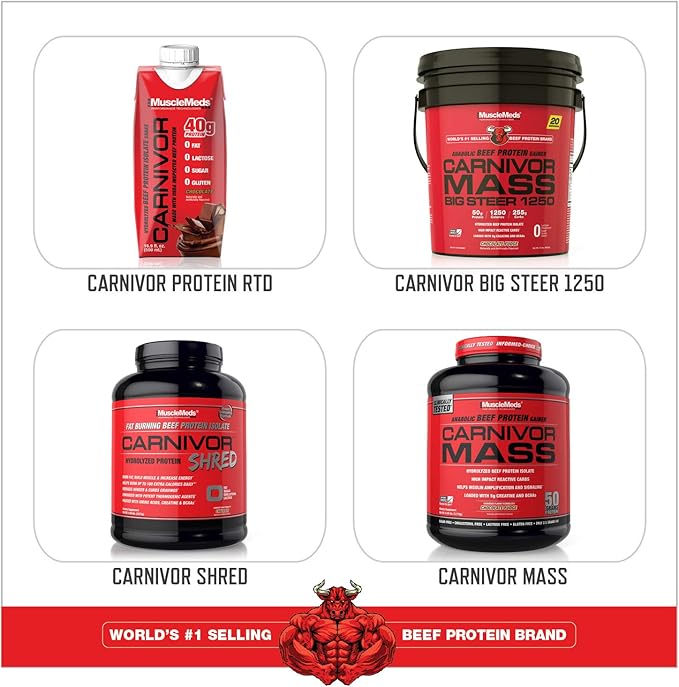 MuscleMeds CARNIVOR Beef Protein Isolate Powder, Muscle Building, Recovery, Lactose Free, Sugar Free, Fat, Free, 23g Protein, Halal Certified, Chocolate, 28 Servings