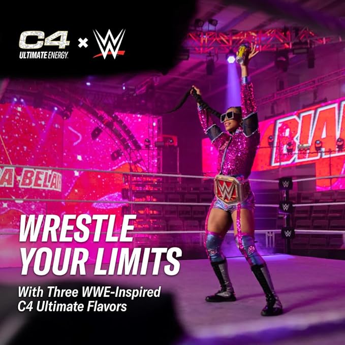 Cellucor C4 Ultimate x WWE Pre Workout Powder Nectarine Guava Knockout - Sugar Free Preworkout Energy Supplement for Men & Women - 300mg Caffeine + 3.2g Beta Alanine + Patented Creatines - 20 Servings