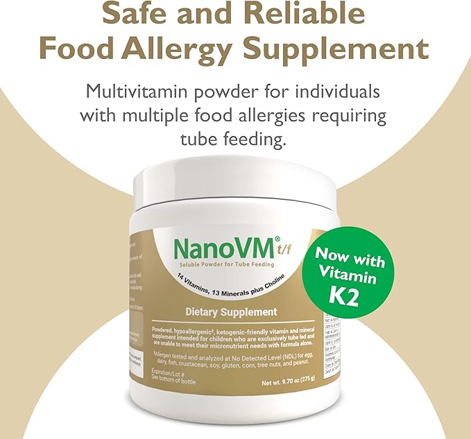 t/f, Dietary Supplement for Tube Feeding, Allergen-Free Kids Multivitamin, Unflavored Vitamin Powder with 14 Vitamins & 13 Minerals, Low-Carb Kids Vitamins, 275g - Solace Nutrition