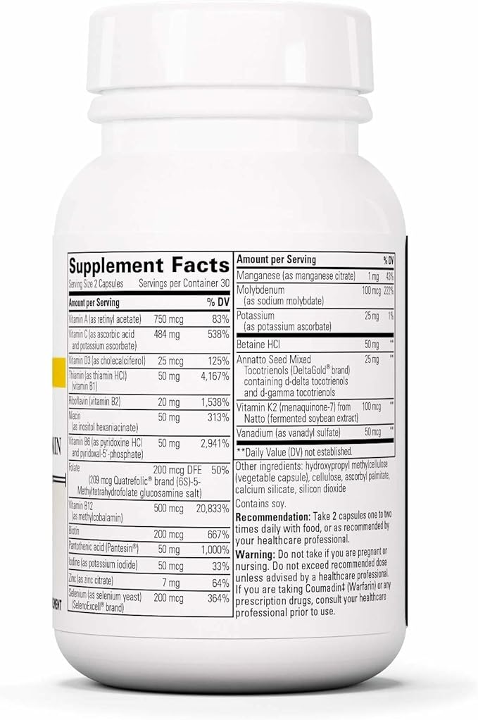 Integrative Therapeutics ProThrivers Wellness Multivitamin - Multivitamin with Vitamin C, Vitamin B12, and Folate - Gluten Free - Dairy Free - 60 Capsules
