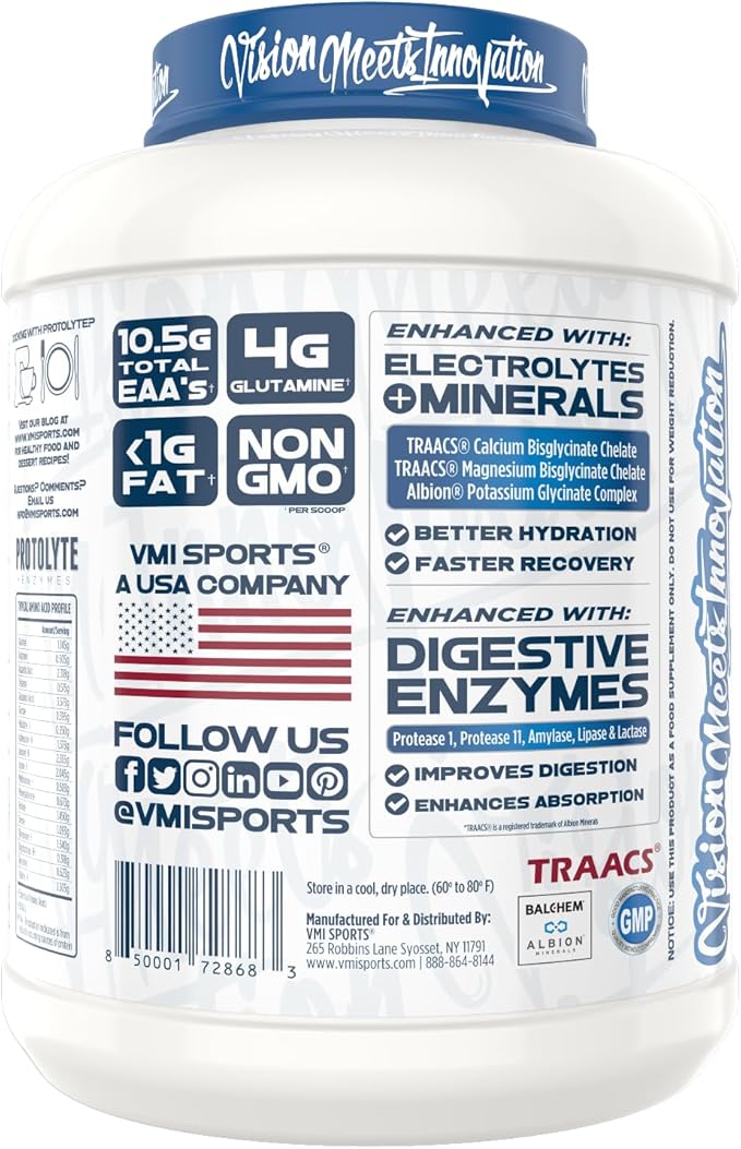 VMI Sports | ProtoLyte Whey Isolate Protein Powder | Low Calorie Whey Protein Powder for Weight Loss | Protein Powder for Muscle Gain | Digestive Enzymes | Non-GMO (Cinnamon Crunch, 4.6 Pound)