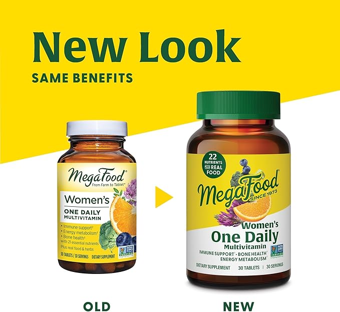 MegaFood Womens Multivitamin One Daily - Multivitamin for Women - Vitamin C, Vitamin D, Iron & B Vitamins - Bone, Energy Metabolism & Immune Support - Vegetarian, GlutenFree - 30 Tablets, 30 Servings
