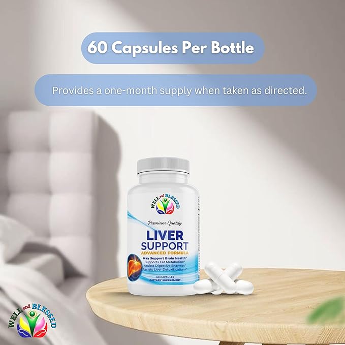 Liver Support Herbal Supplements - 60 Capsules - Advanced Formula for Liver Health - Support Fat Metabolism - Assists Digestive Enzymes, Liver Detoxifications