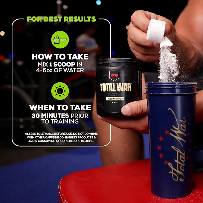 REDCON1 Total War Pre Workout Powder, Sour Gummy Bear - Fast Acting Caffeinated Preworkout for Men + Women with Beta Alanine - Contains Citrulline Malate for Increased Pump, Blood Flow (20 Servings)