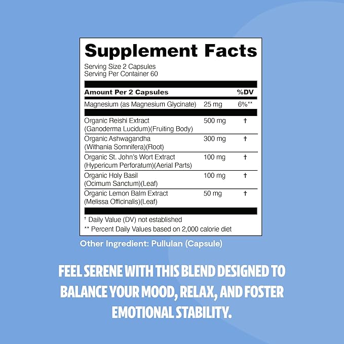FreshCap 5-in-1 Calm Magnesium Glycinate Supplement, 7000mg Reishi Mushroom Capsules, Calm Magnesium, Natural Calm Magnesium Supplement, St Johns Wort Extract, Ashwagandha Magnesium, Ayurveda