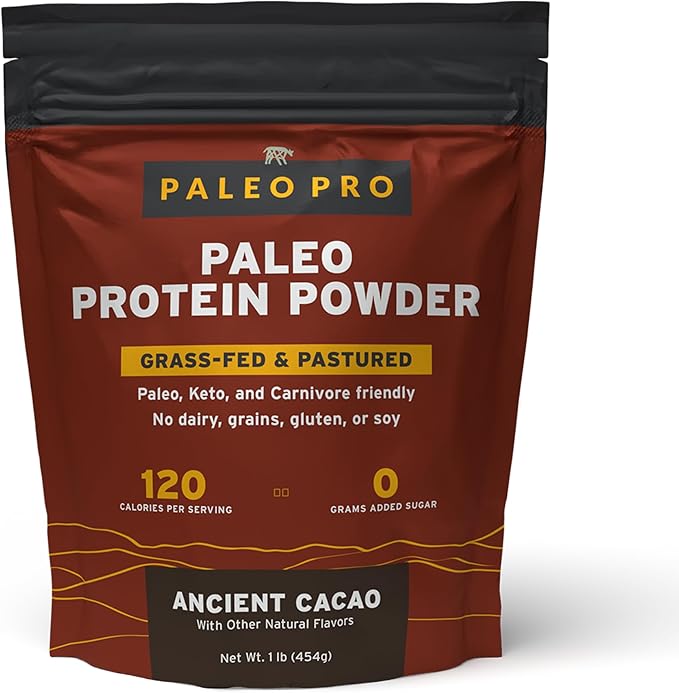 PaleoPro Protein Powder Grass-Fed, Pastured, Cage-Free Protein | Gluten Free, Dairy Free. No Sugar, Soy, Grains or Net Carbs | Paleo & Keto Friendly - 15 Servings (16 oz, Ancient Cacao)