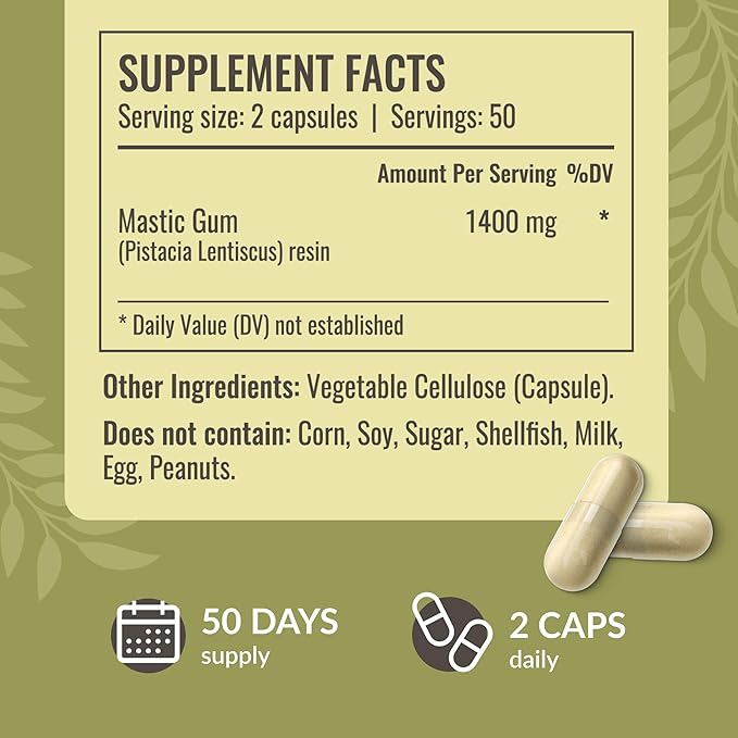 HERBAMAMA Mastic Gum and Inulin Kit - Bundle of Mastic Gum Capsules & Inulin Fiber Capsules - Vegan, Non-GMO, Gelatin-Free - 2 Pack