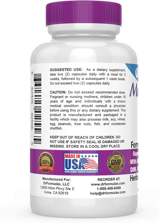 DrFormulas Menopause Supplement for Hot Flashes, Night Sweats Relief, and Support with DIM, Black Cohosh, Dong Quai (60 Vegetarian Capsules)