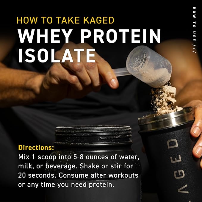 Kaged Whey Protein Isolate Powder, PB Chocolate, 100% Pure Low Lactose Whey, Post Workout Recovery Drink, Support Muscle-Building, 25g per Serving, Amazing Taste Easy Mix for Shakes, 41 Serving