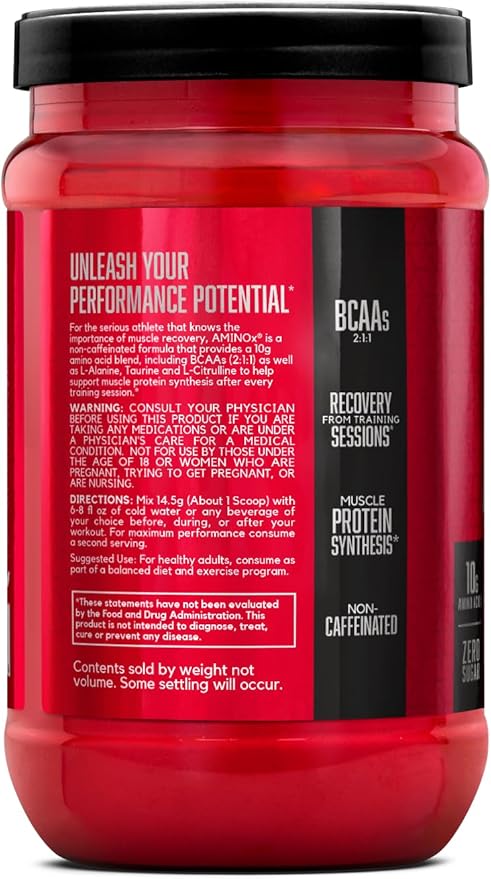 BSN Amino X Muscle Recovery & Endurance Powder with BCAAs, Intra Workout Support, 10 Grams of Amino Acids, Keto Friendly, Caffeine Free, Flavor: Watermelon, 30 Servings (Packaging May Vary)