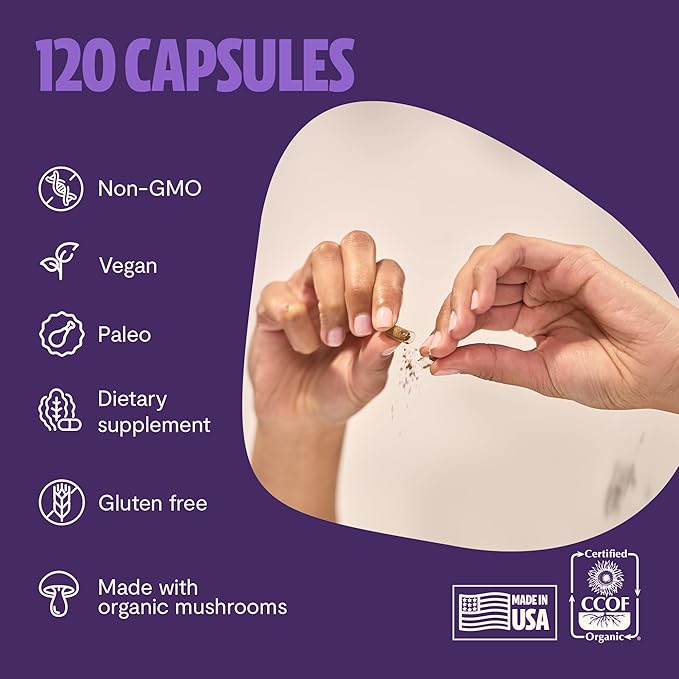 FreshCap Lions Mane Supplement Capsules 14,000mg - Lion's Mane, High Potency Extract, 14:1 Organic Mushroom Supplement, Ayurveda Focus Made in USA (120 Capsules)