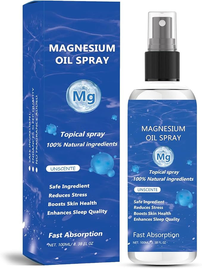 Magnesium Spray, Magnesium Oil Spray, No Unhealthy Trace Minerals - 100% Pure Organic Natural Topical Magnesium Spray, Magical Magnesium Skin Spray for Feet, Body, Sleep & Relaxation (100ml)