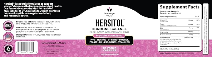 Hormone Balance for Women, PCOS, Ovarian Support, Fertility, Menstrual Cycle | Myo-Inositol & D-Chiro Inositol Supplement 40:1 Ratio With Folic Acid, B12 & Probiotics | Female Vitamins 240 Capsules