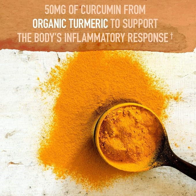 Garden of Life Organics Turmeric Booster Inflammatory Response Powder - 30 Servings, 50mg Curcumin (95% Curcuminoids) & Probiotics, Organic Non-GMO Vegan & Gluten Free Herbal Supplements