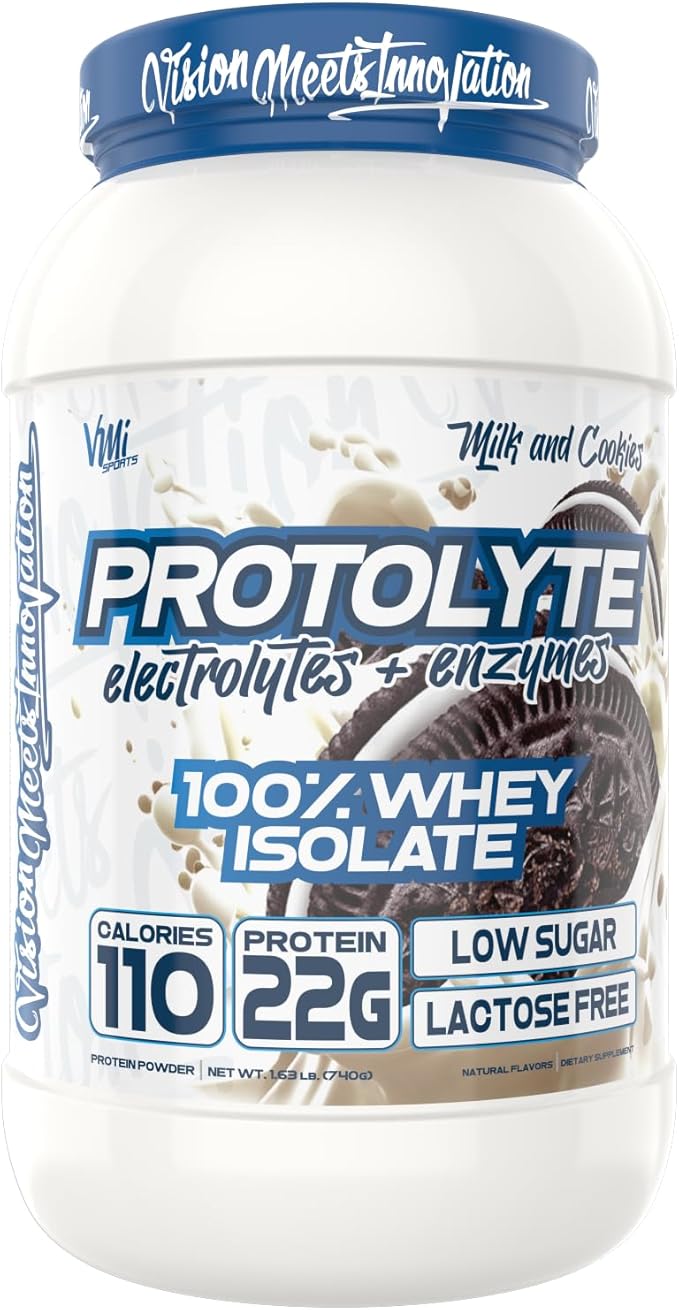 VMI Sports | ProtoLyte Whey Isolate Protein Powder | Low Calorie Whey Protein Powder for Weight Loss | Protein Powder for Muscle Gain | Digestive Enzymes | Non-GMO (Milk and Cookies, 1.6 Pounds)