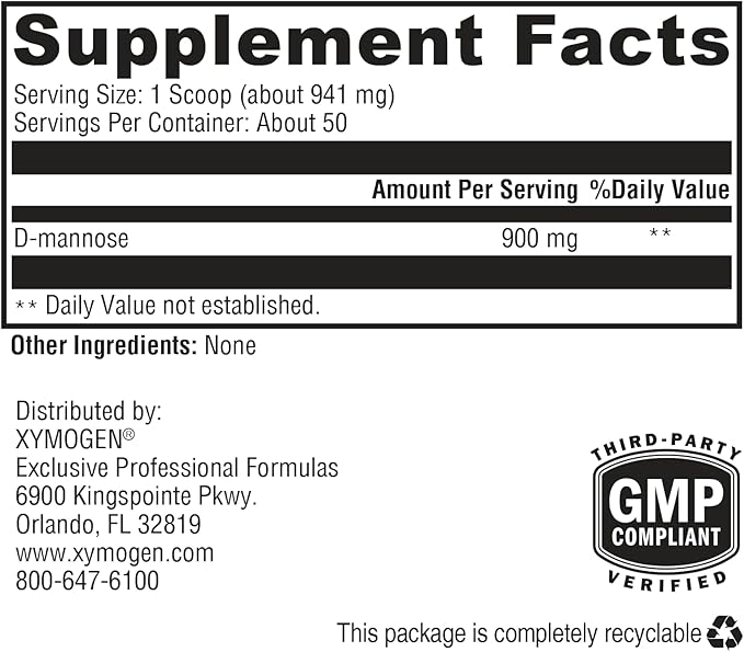 XYMOGEN UritraX - D Mannose Supplement for Urinary Tract and Bladder Health - D Mannose Powder - Health Supplements - Vegan, Gluten Free + Non GMO (1.66 oz)