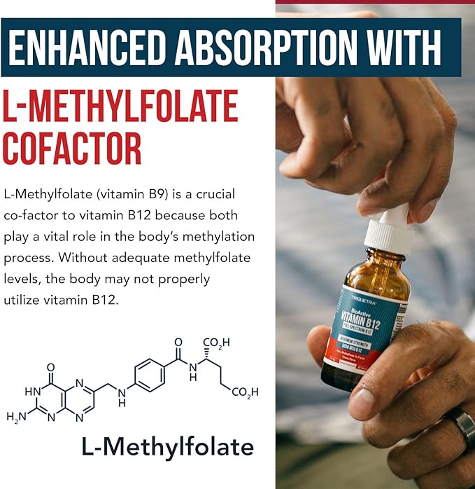 BioActive Vitamin B12 5000 mcg | Contains 3 BioActive Forms B12 Plus Methylfolate Cofactor - Methyl B12, Adenosyl B12 & Hydroxy B12 | Sublingual Form, Berry Flavor, Organic, Vegan (60 Servings)