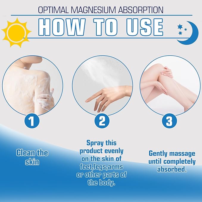 Magnesium Spray, Magnesium Oil Spray, No Unhealthy Trace Minerals - 100% Pure Organic Natural Topical Magnesium Spray, Magical Magnesium Skin Spray for Feet, Body, Sleep & Relaxation (100ml)