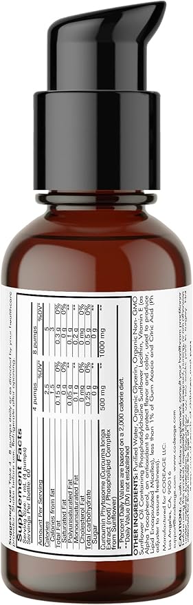Codeage Liposomal Curcumin Phytosome Liquid Supplement, Turmeric Curcumin Vegan Liquid Drops, Plant-Based Curcuma Longa Dropper, Curcumina, Sunflower Phospholipid, Sugar-Free, Citrus Flavor, 2 fl oz