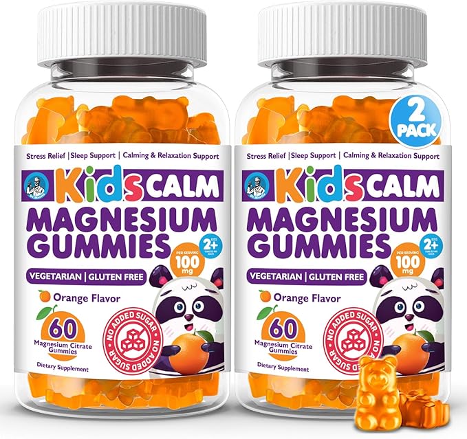 DR. MORITZ Sugar-Free Calm Magnesium Gummies for Kids and Adults - Non-GMO Magnesium Citrate Gummies - Orange Flavor - 2-Pack (120 Count)