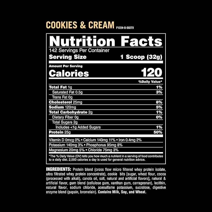 Animal Whey Isolate Protein Powder - Loaded for Pre & Post Workout Muscle Builder and Recovery with Digestive Enzymes for Men & Women - 25g Protein, Great Taste, Low Sugar - Cookies & Cream 10 lbs