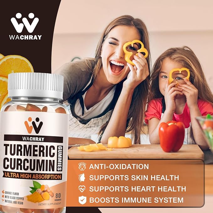 Turmeric Curcumin Gummies with Ginger & Black Pepper Extract - 2 Pack Tumeric Gummy Supplements for Pain Inflammation Joint Weight Health Support - Vegan, Organic, Gelatin-Free - for Adults and Kids
